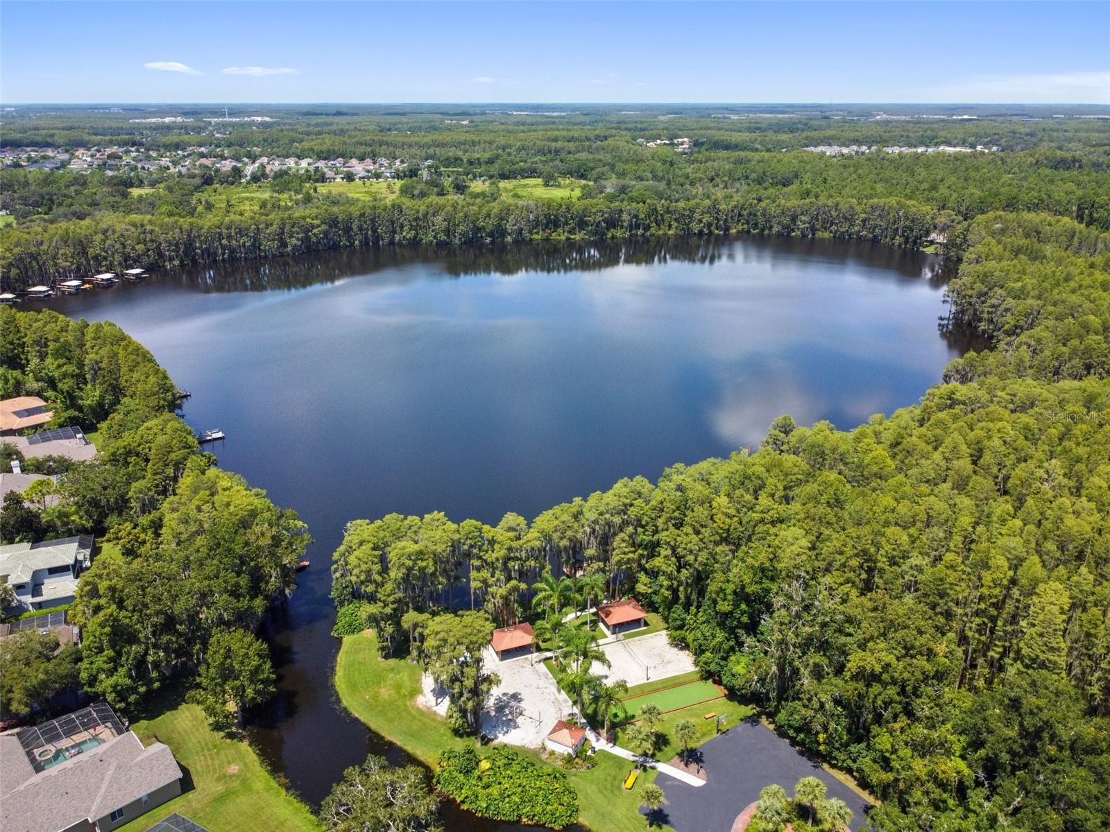 View of Big Lake Vienna, a 42 acre ski-sized lake.