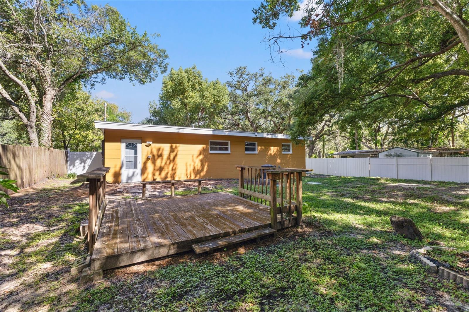 Backyard with deck.