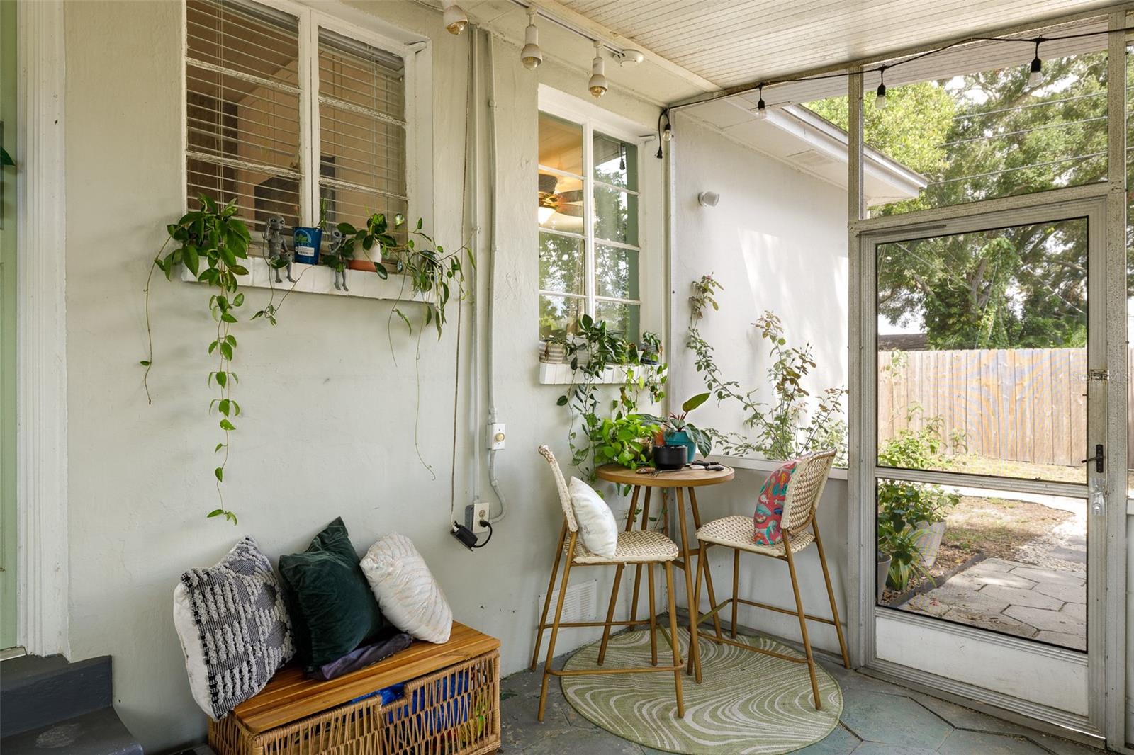 Covered side of the house patio area