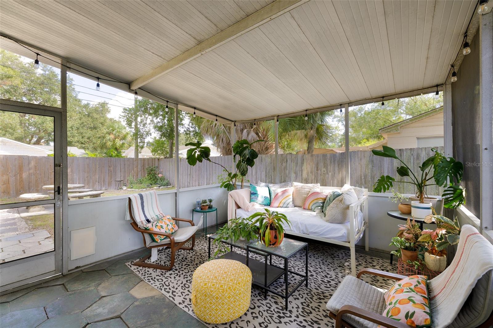 Covered side of the house patio area