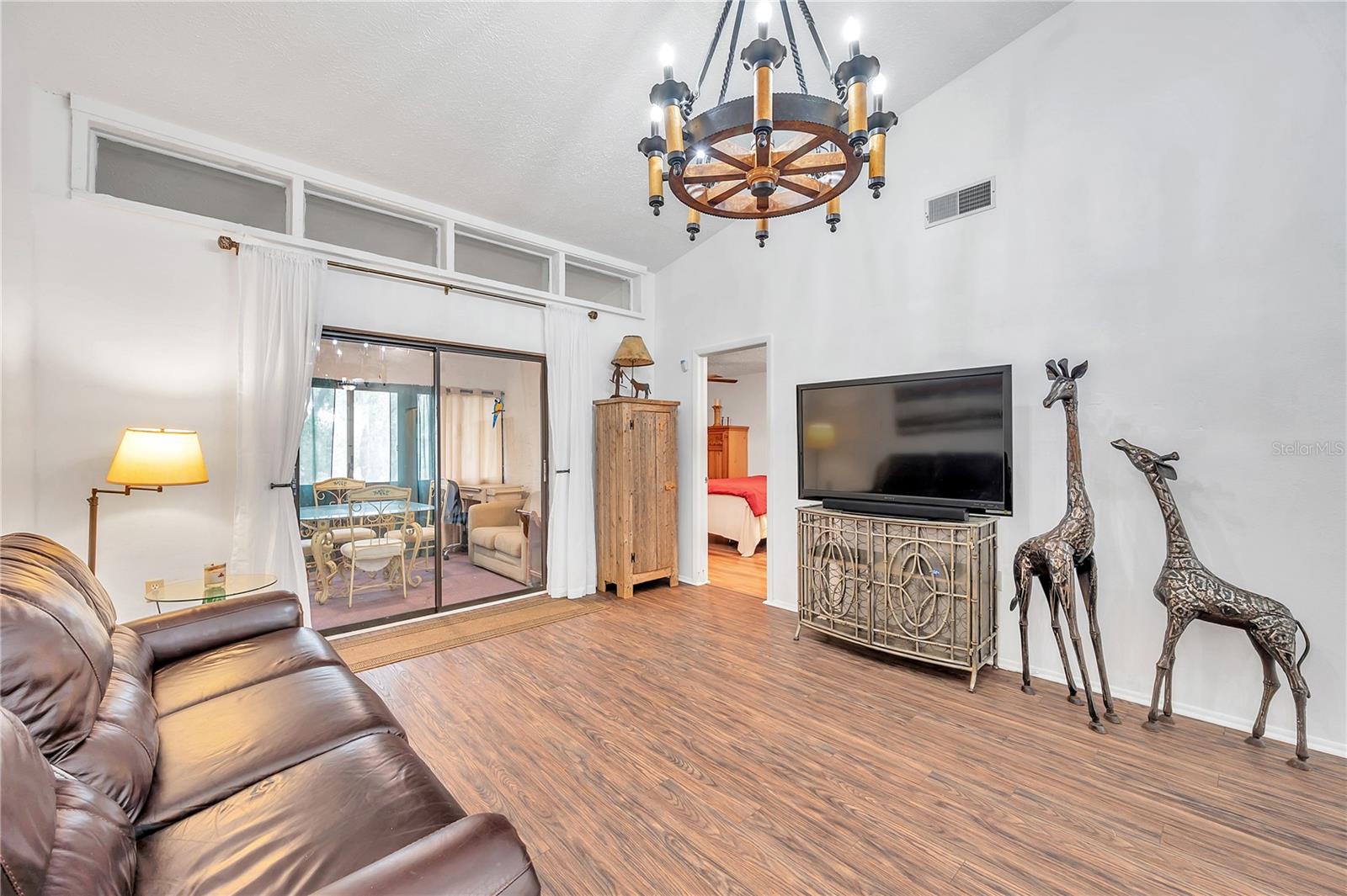 Living Room showing sliding doors into Lanai