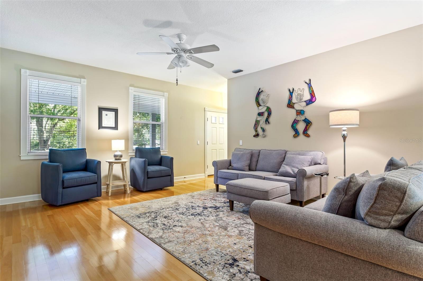 Traditional oak flooring gives a special feel to the room