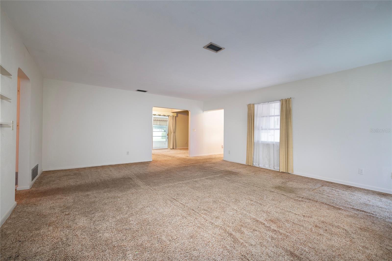 Living Room with wood-burning fireplace