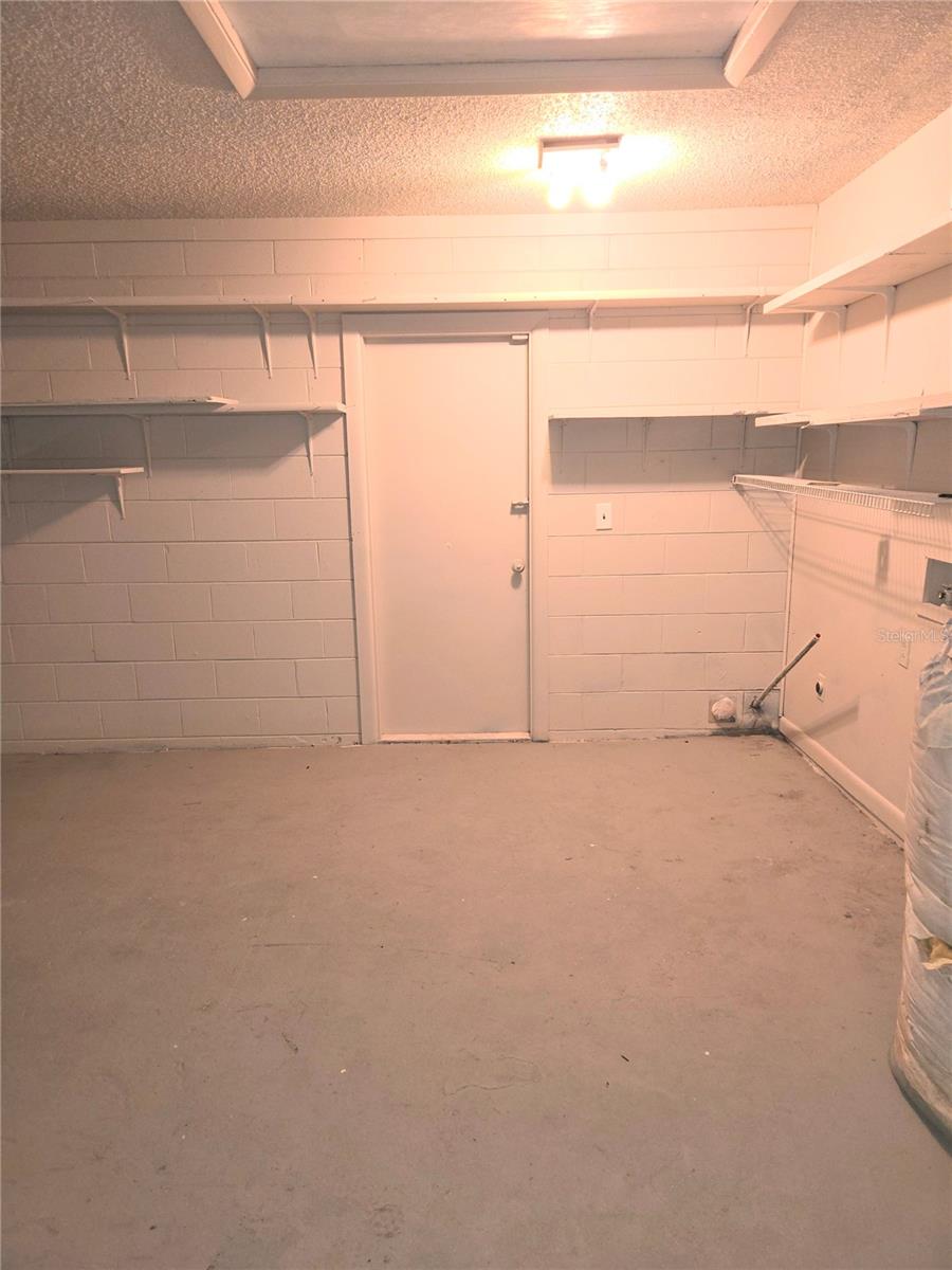 Garage with side yard access door