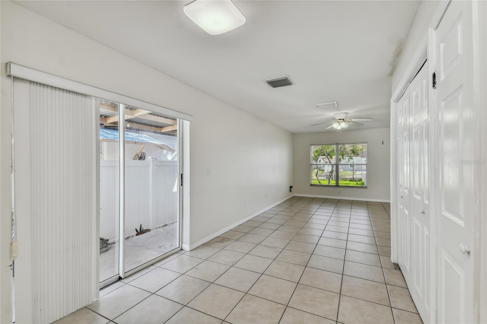 Sliding glass doors leading out to Patio area