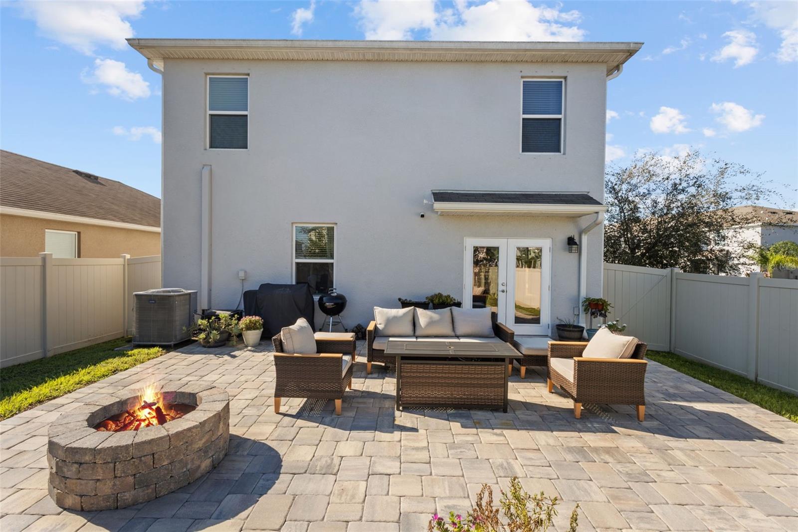 Backyard with extended pavers