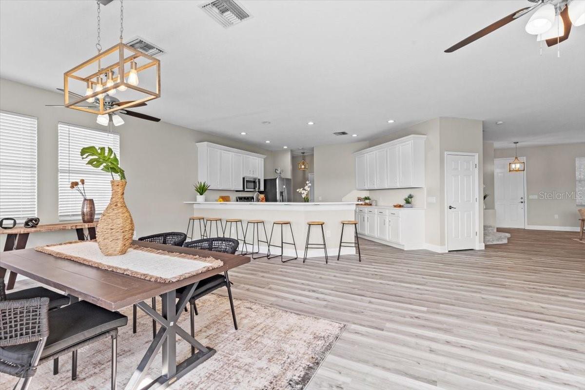 Dining room and kitchen