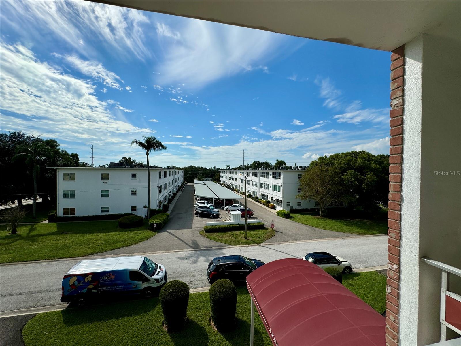 looking out over the balcony