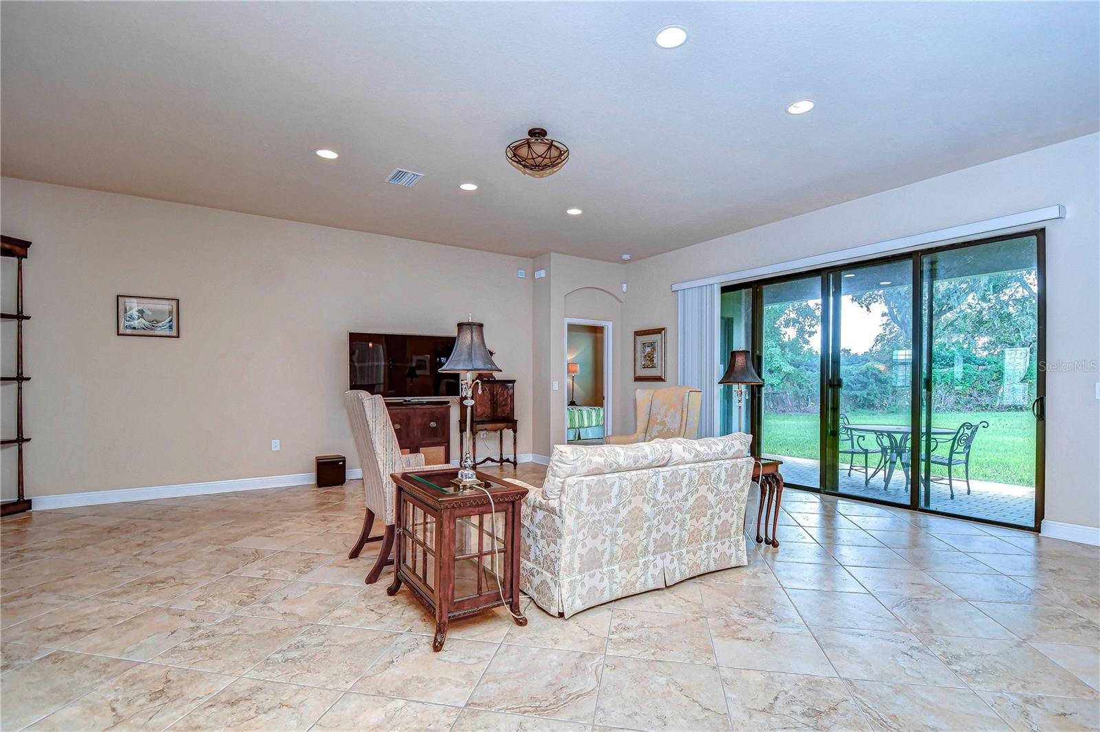 Family room with sliders to the backyard!