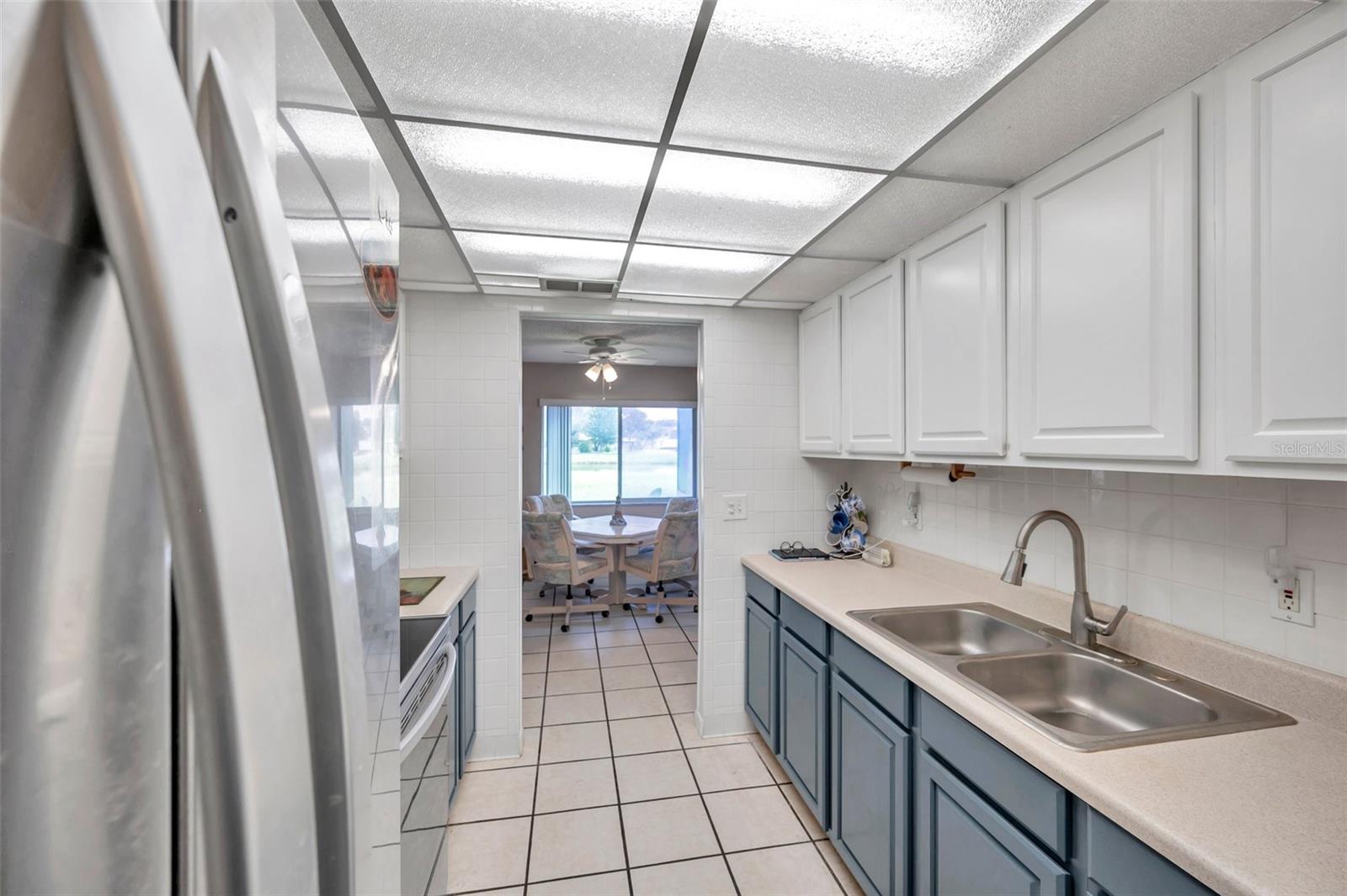 Kitchen leading to eating area