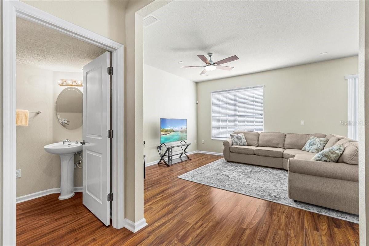 Half bath and living room