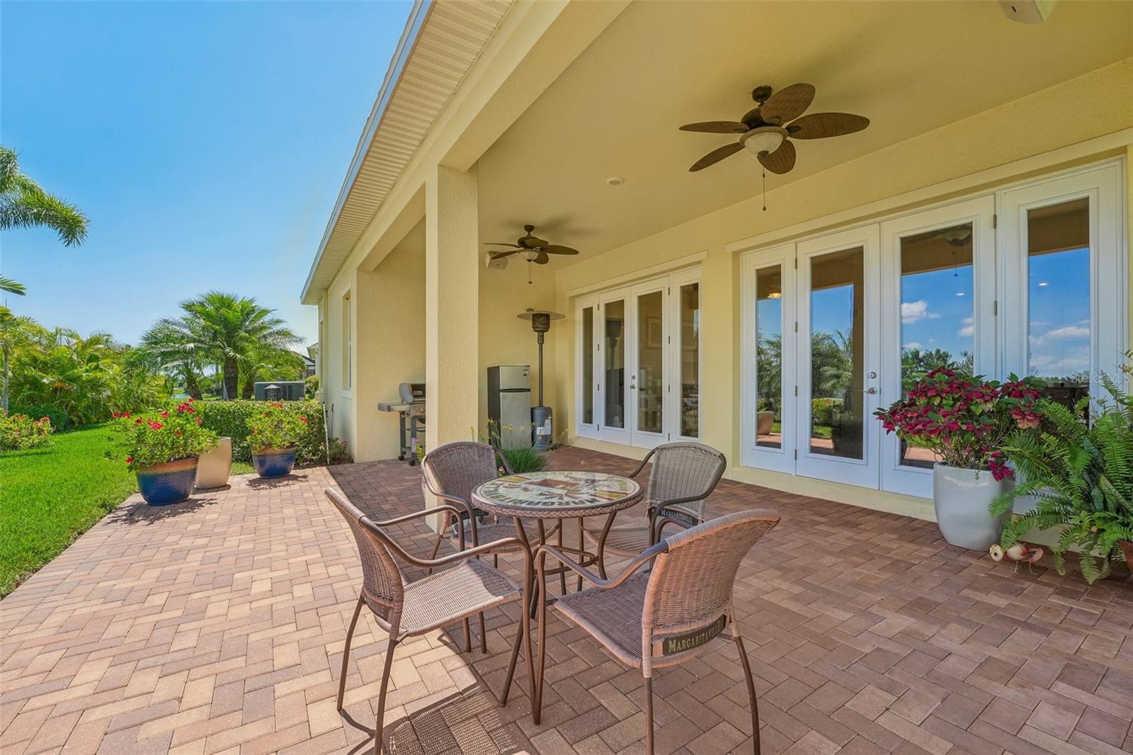 double ceiling fans and wired for sound