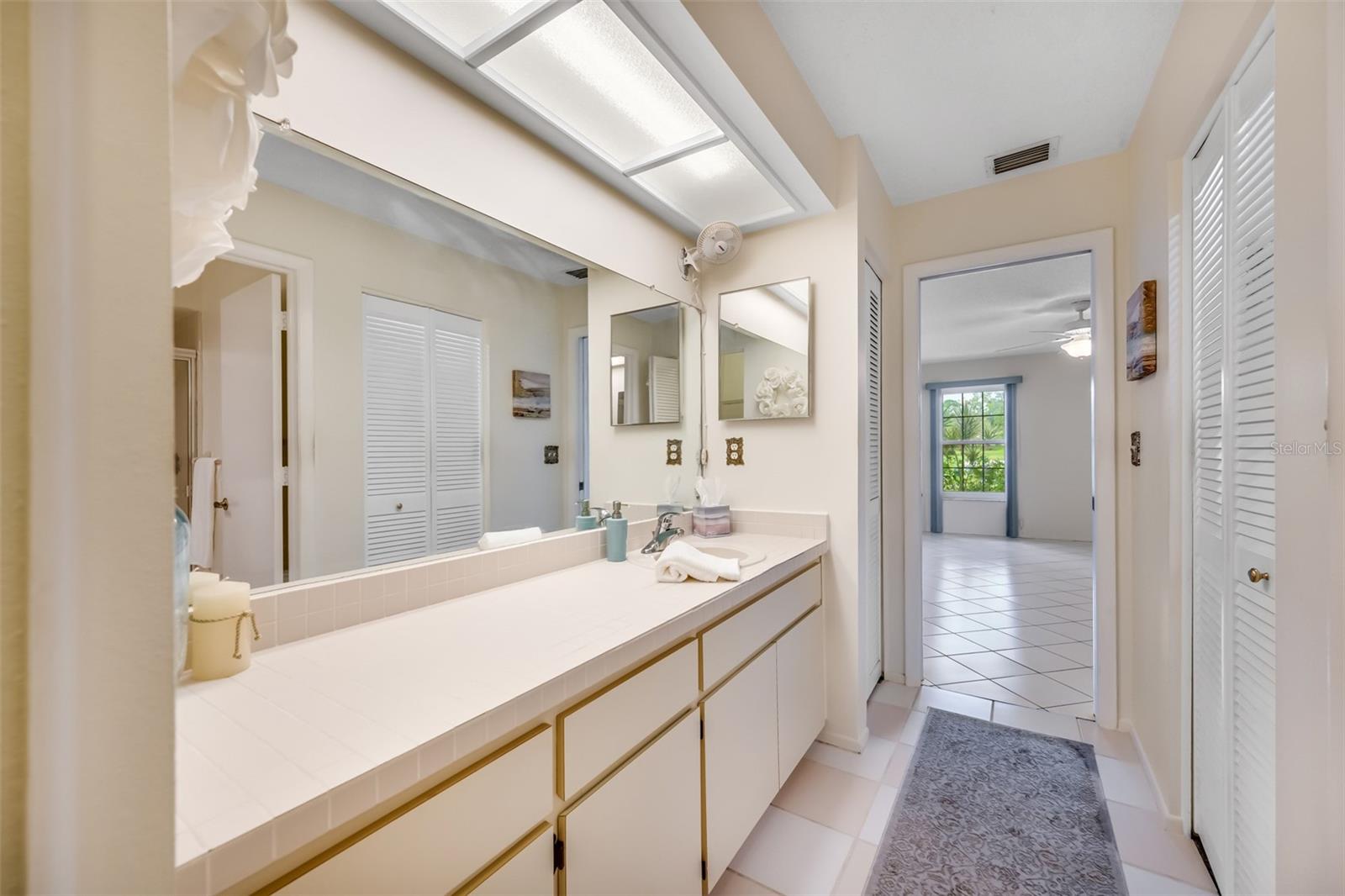 2 separate sinks in the primary bathroom for ease of use.