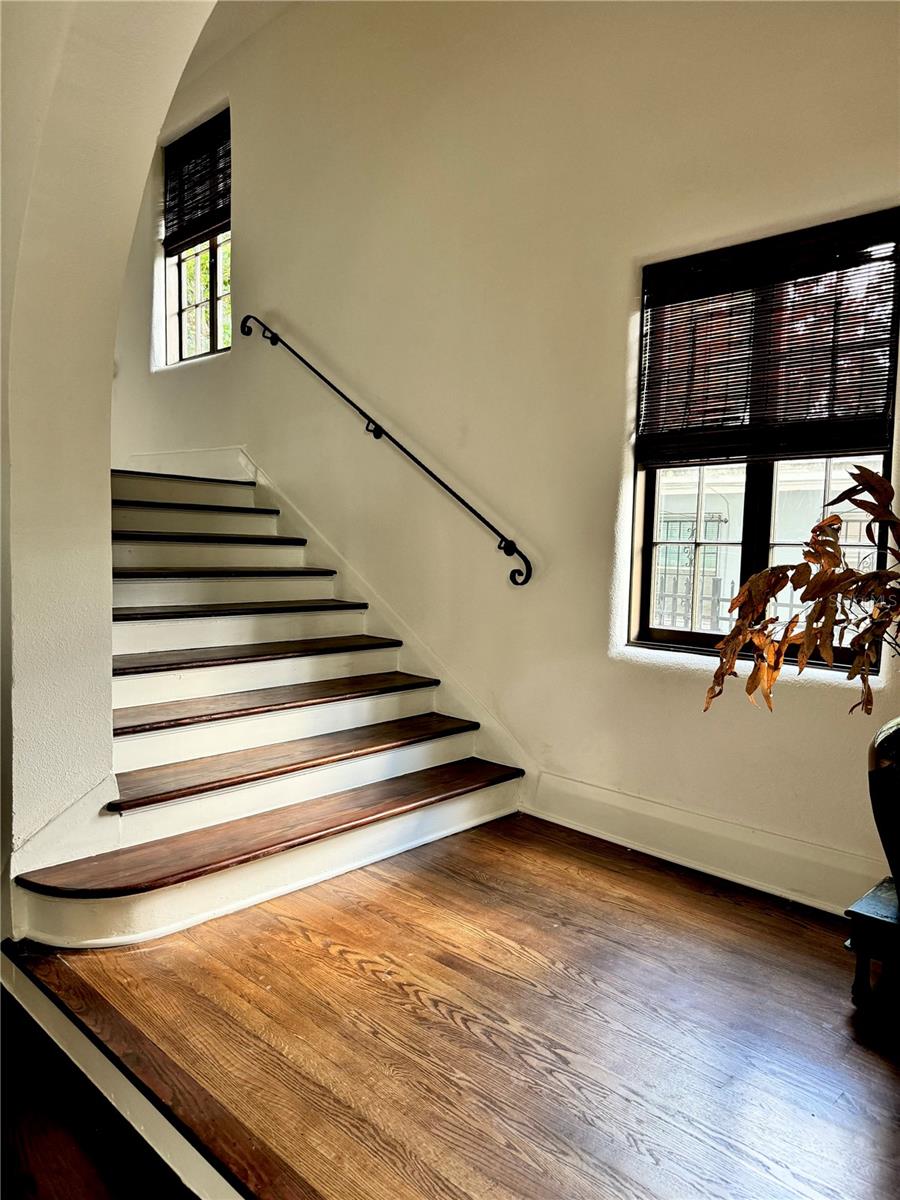 Double sided stairway to second floor