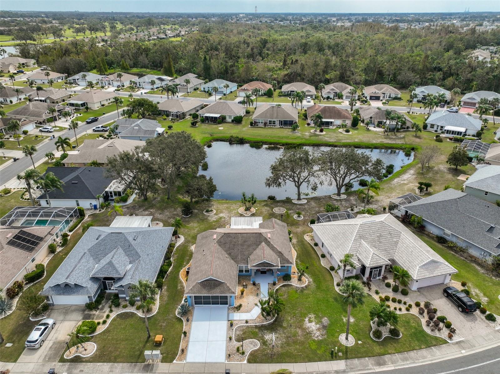 Aerial shot of neighborhood