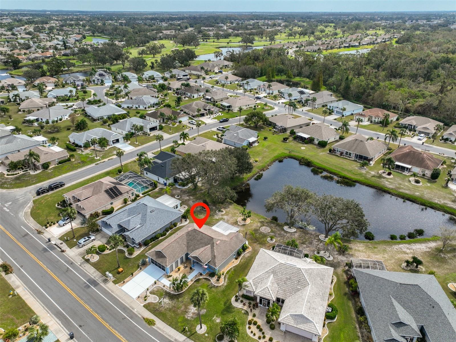 Aerial shot of neighborhood