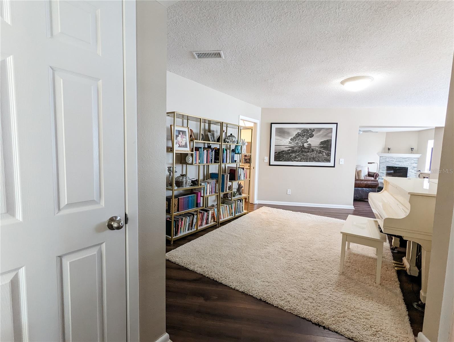 Front Door Entryway, coat closet opens to living room. Photos are from Pre-Hurricane Helene.