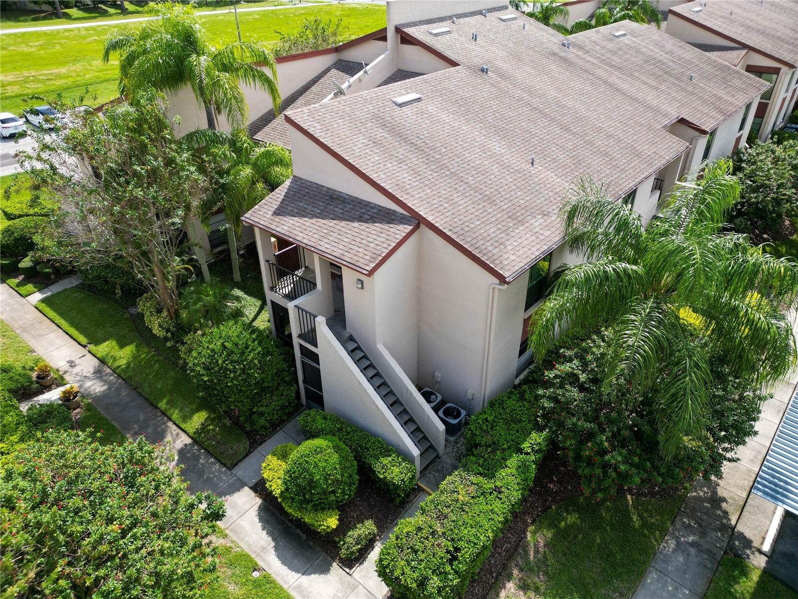 Aerial view of building entrance