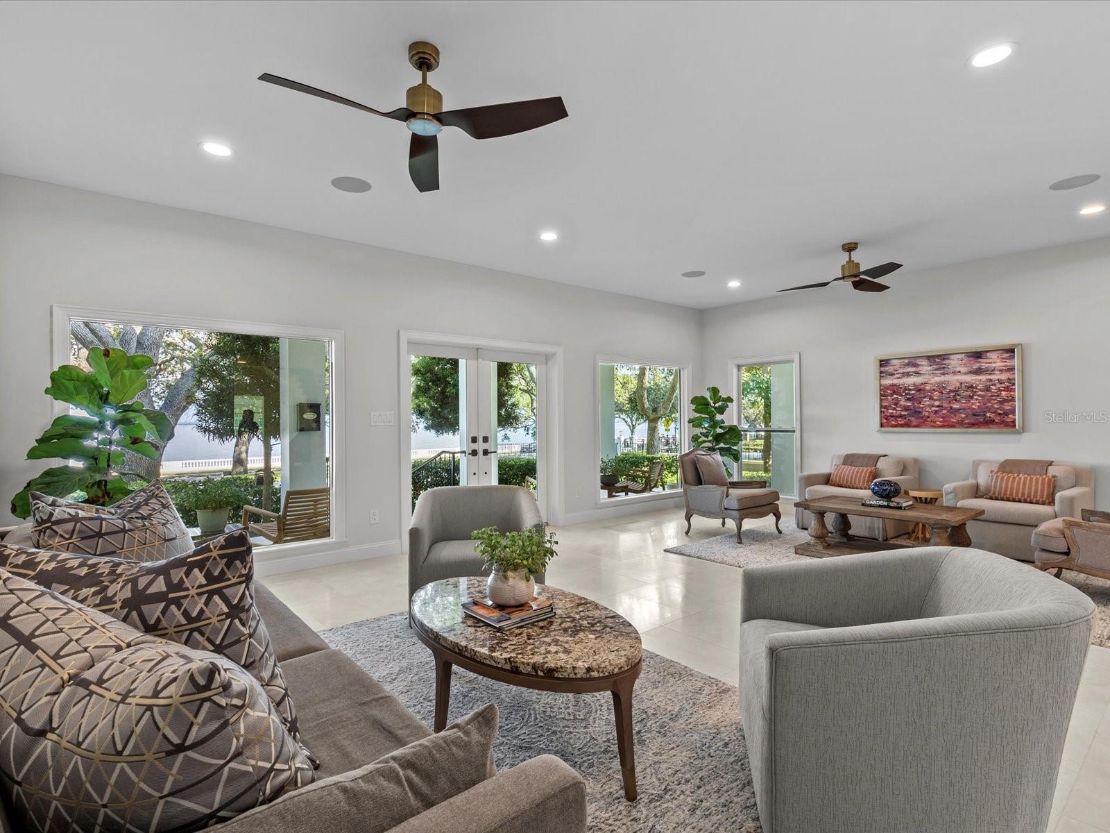 Formal living room with spectacular water views