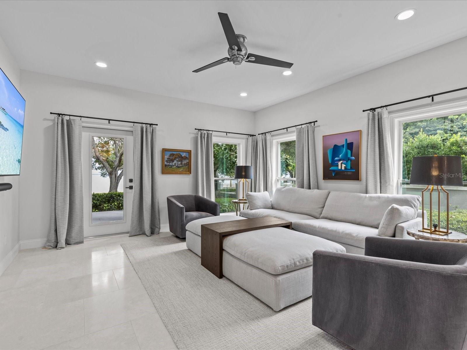 Family room with beautiful water views