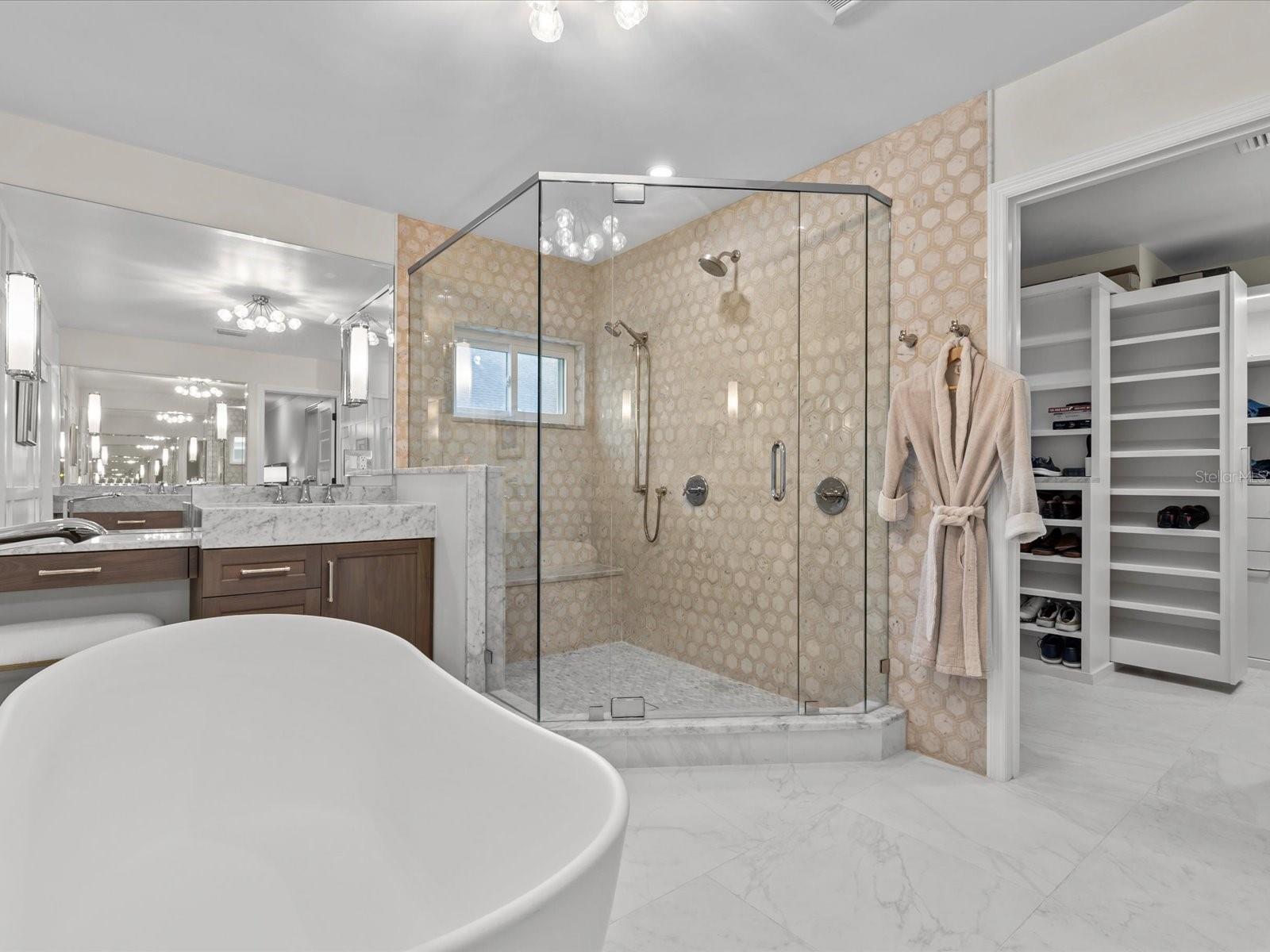 Spa-like custom bathroom with Bayshore views