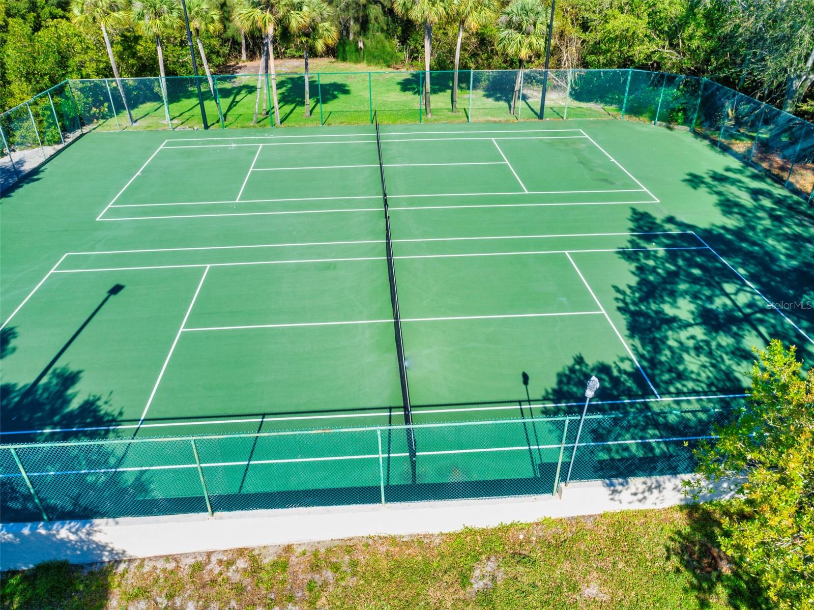 Tennis courts double as pickle ball courts.  There is a movement afoot to have permanent pickleball courts!