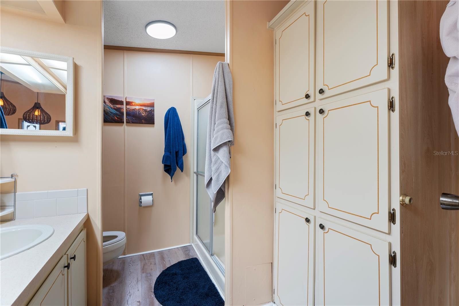 Walk in Shower and Plenty of Storage in Primary Bathroom