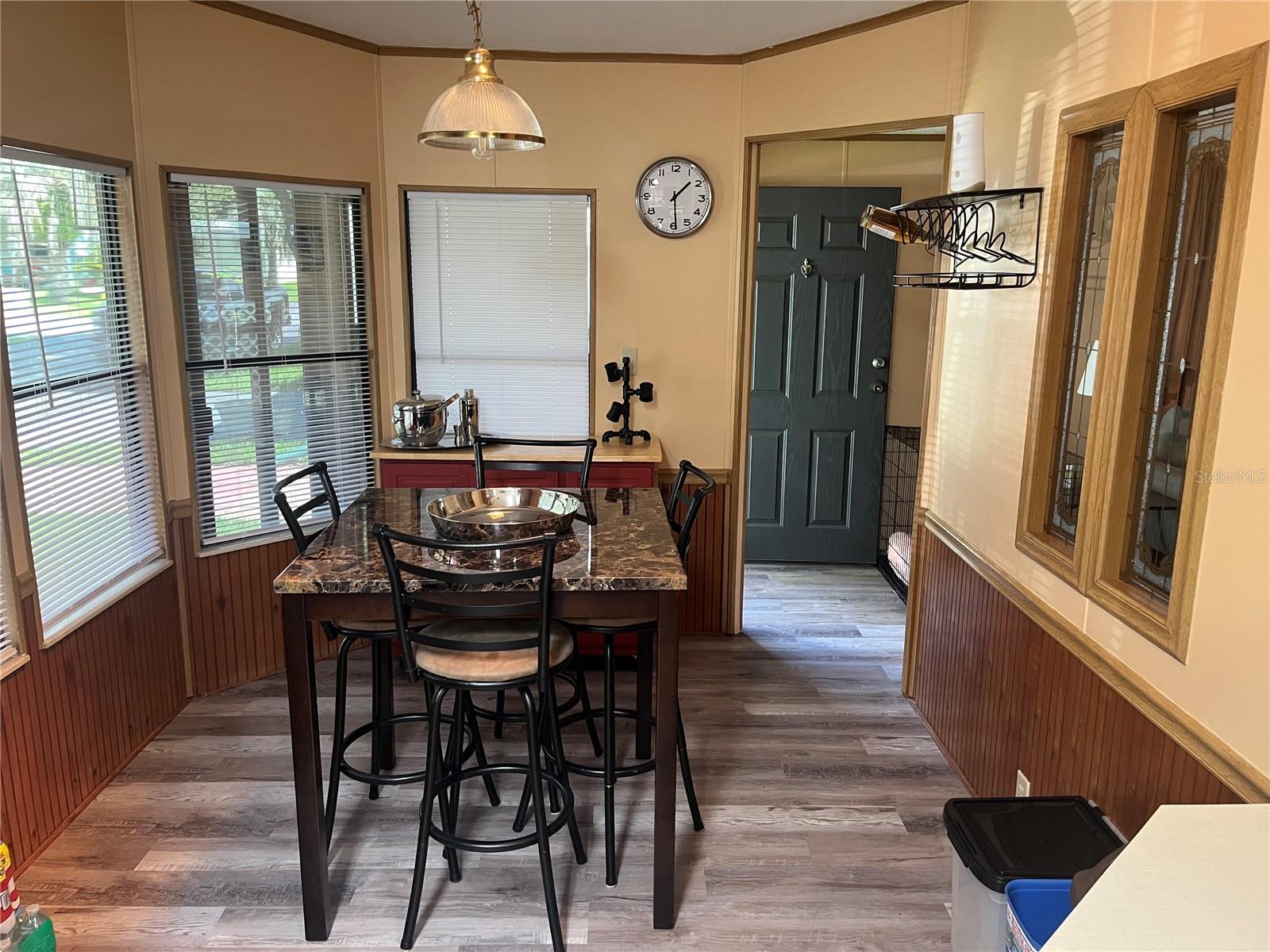 Large dining room with lots of natural light