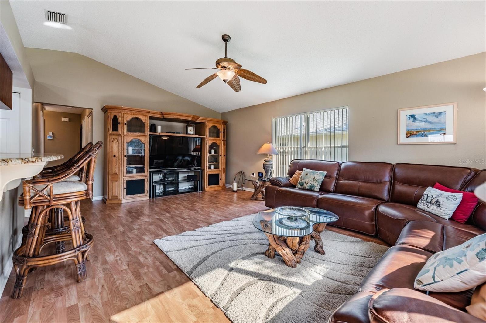 Family room with a neutral color palette