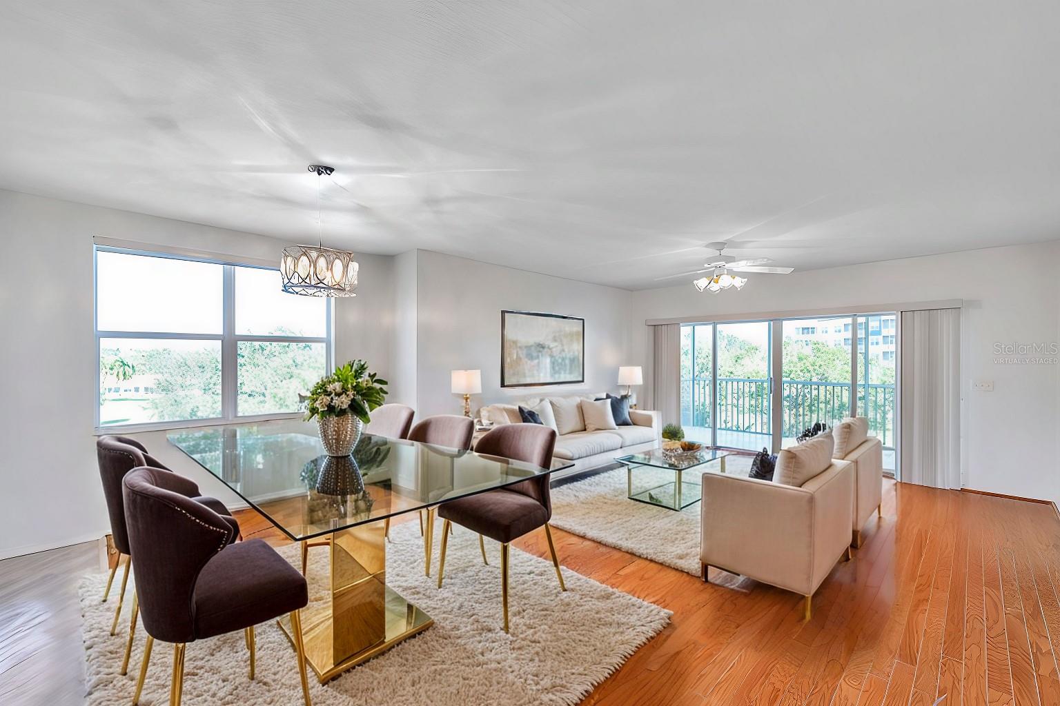 Virtually staged dining room & Living room.