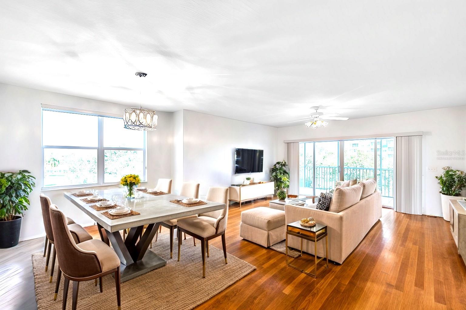 Virtually staged dining room & Living room.