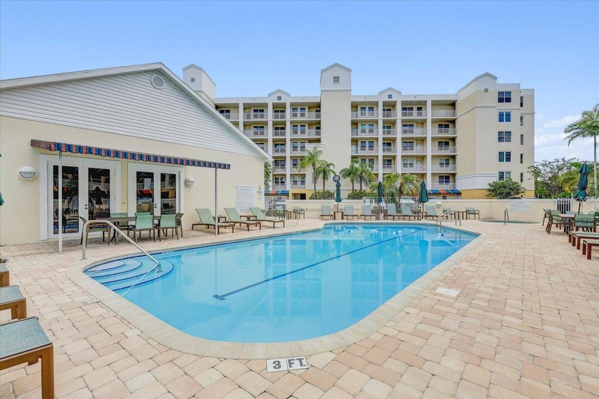 Clubhouse and heated pool.