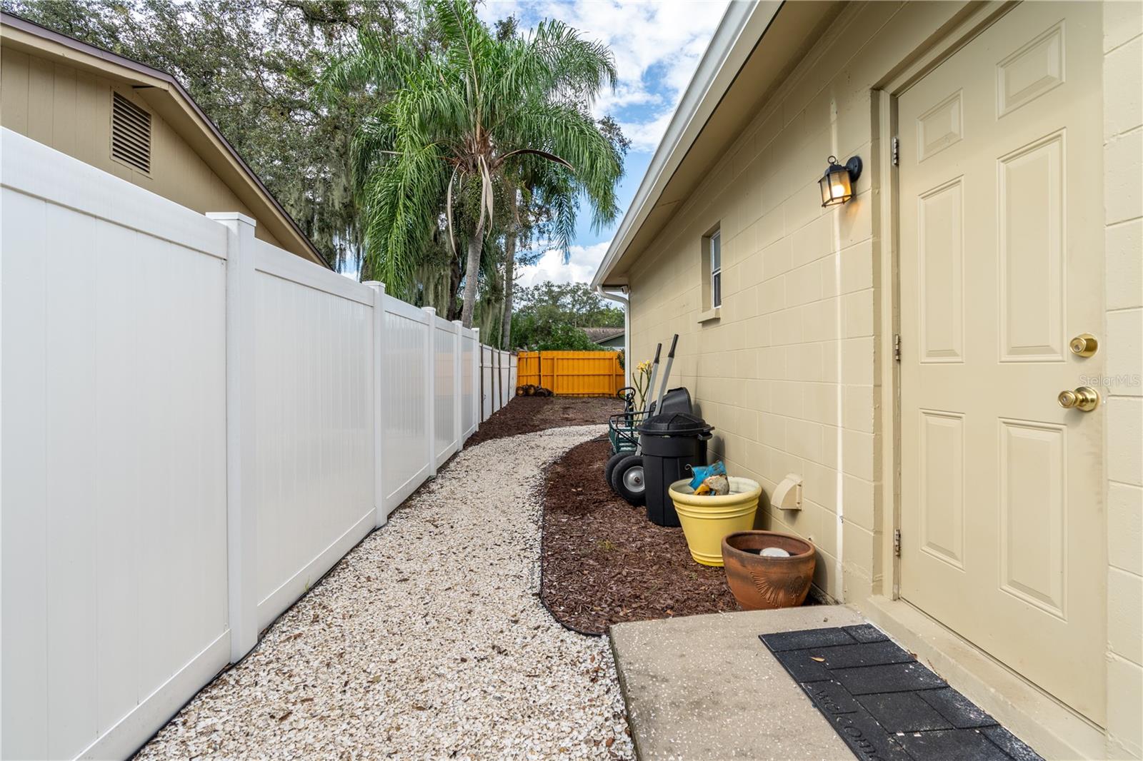 Side yard from garage