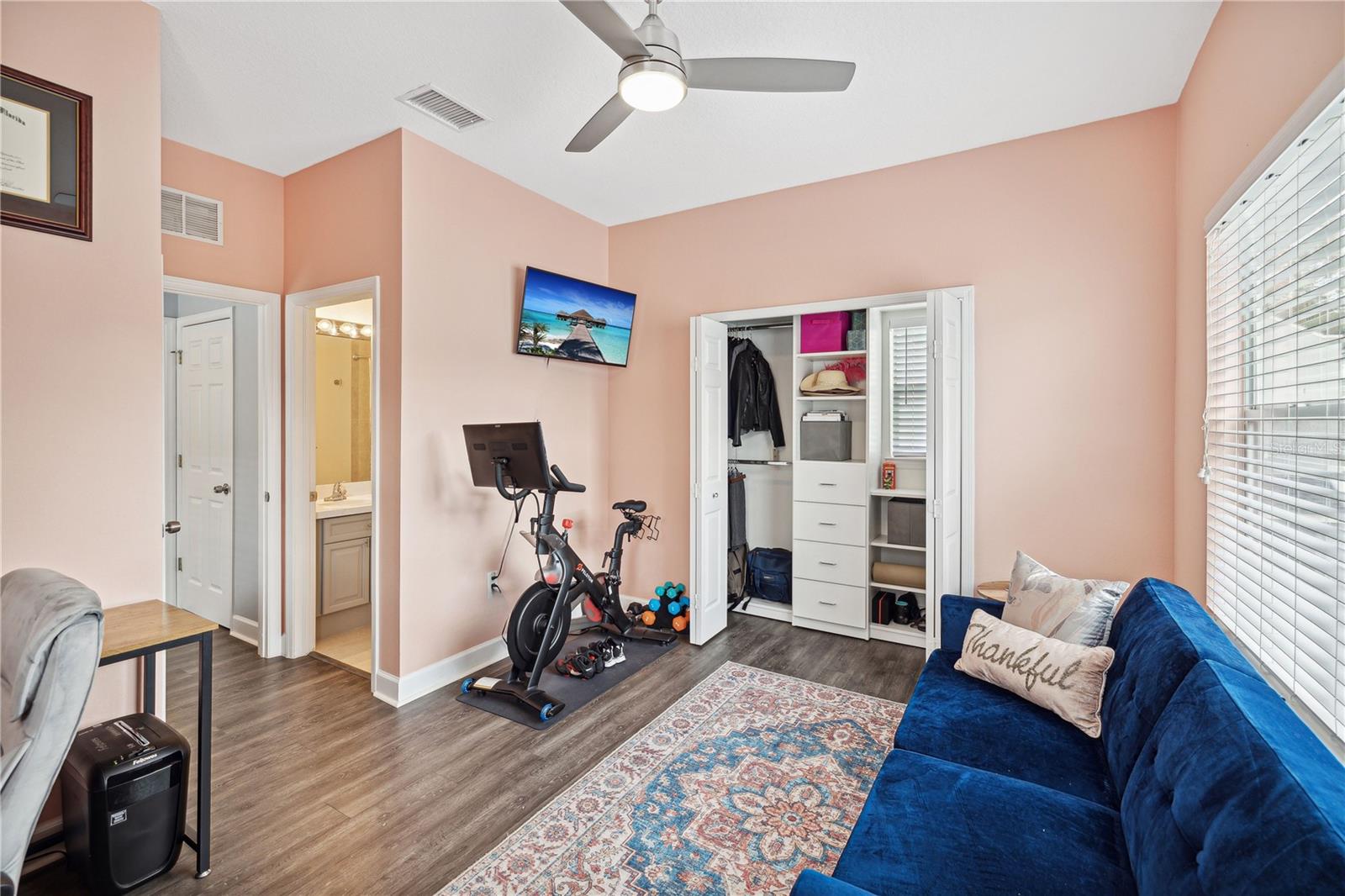 2nd bedroom/home office with custom closets