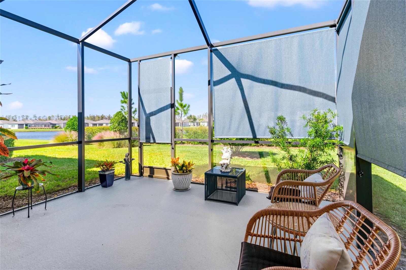 Patio with privacy shades engaged