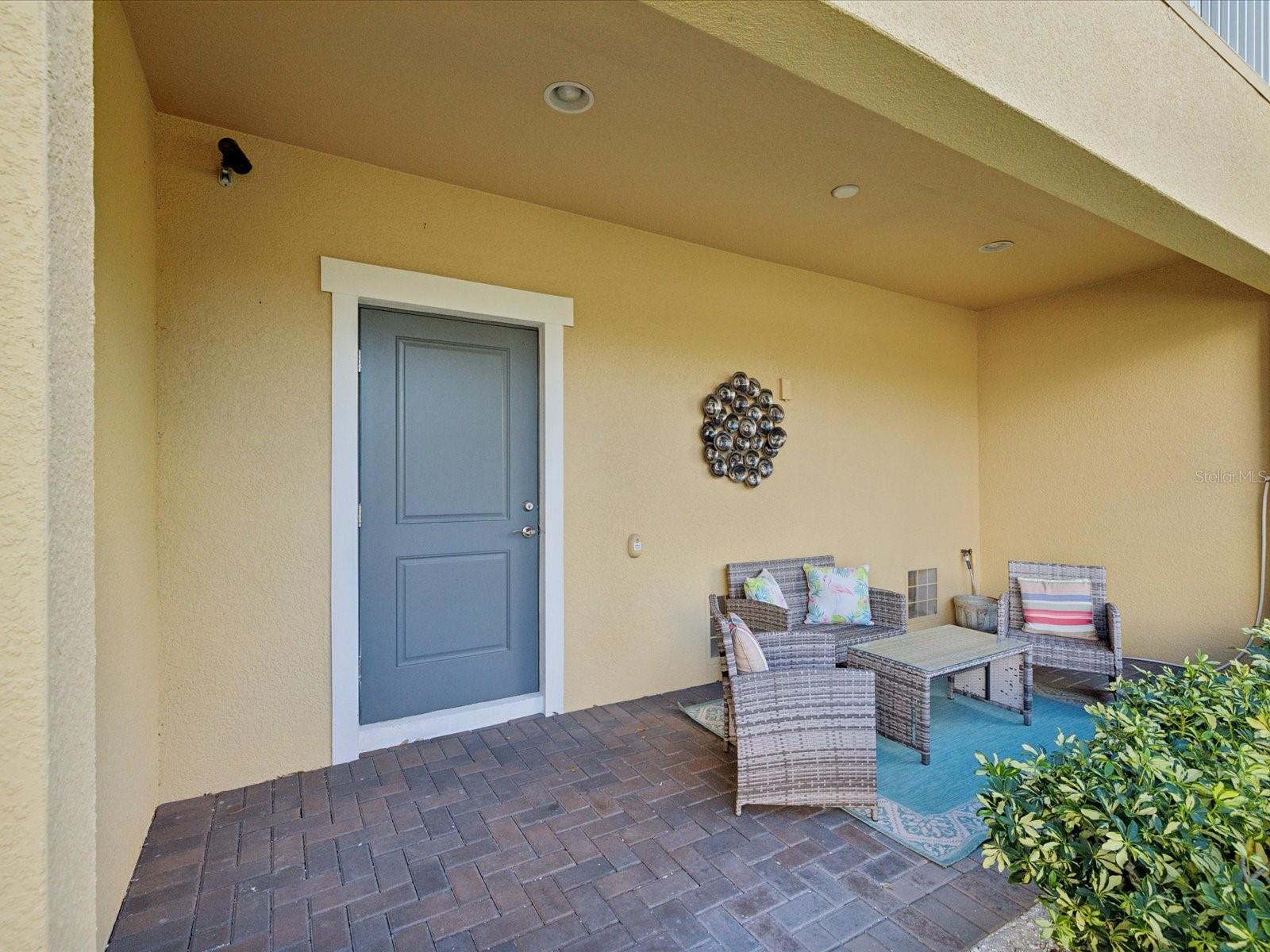 Covered patio area off the garage