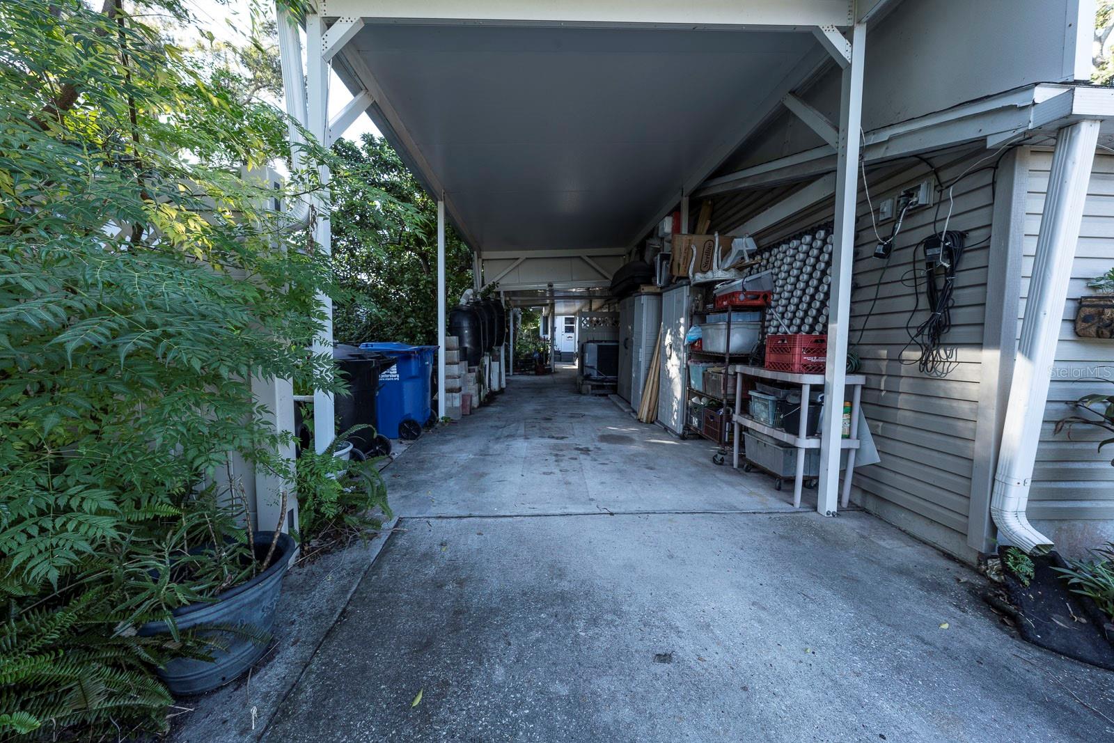 Shows depth of carport.