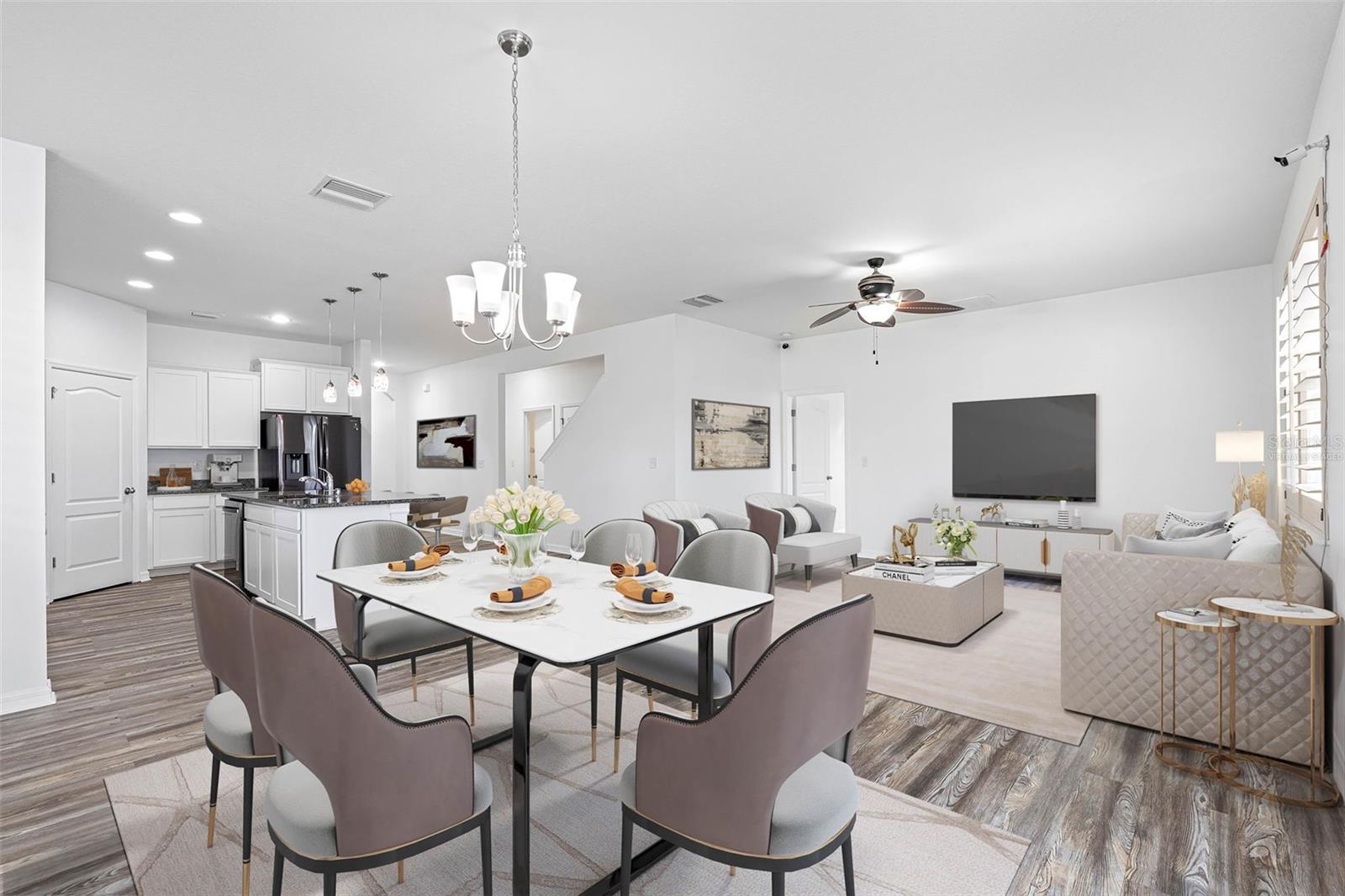 Virtually Staged Dining & Living Room