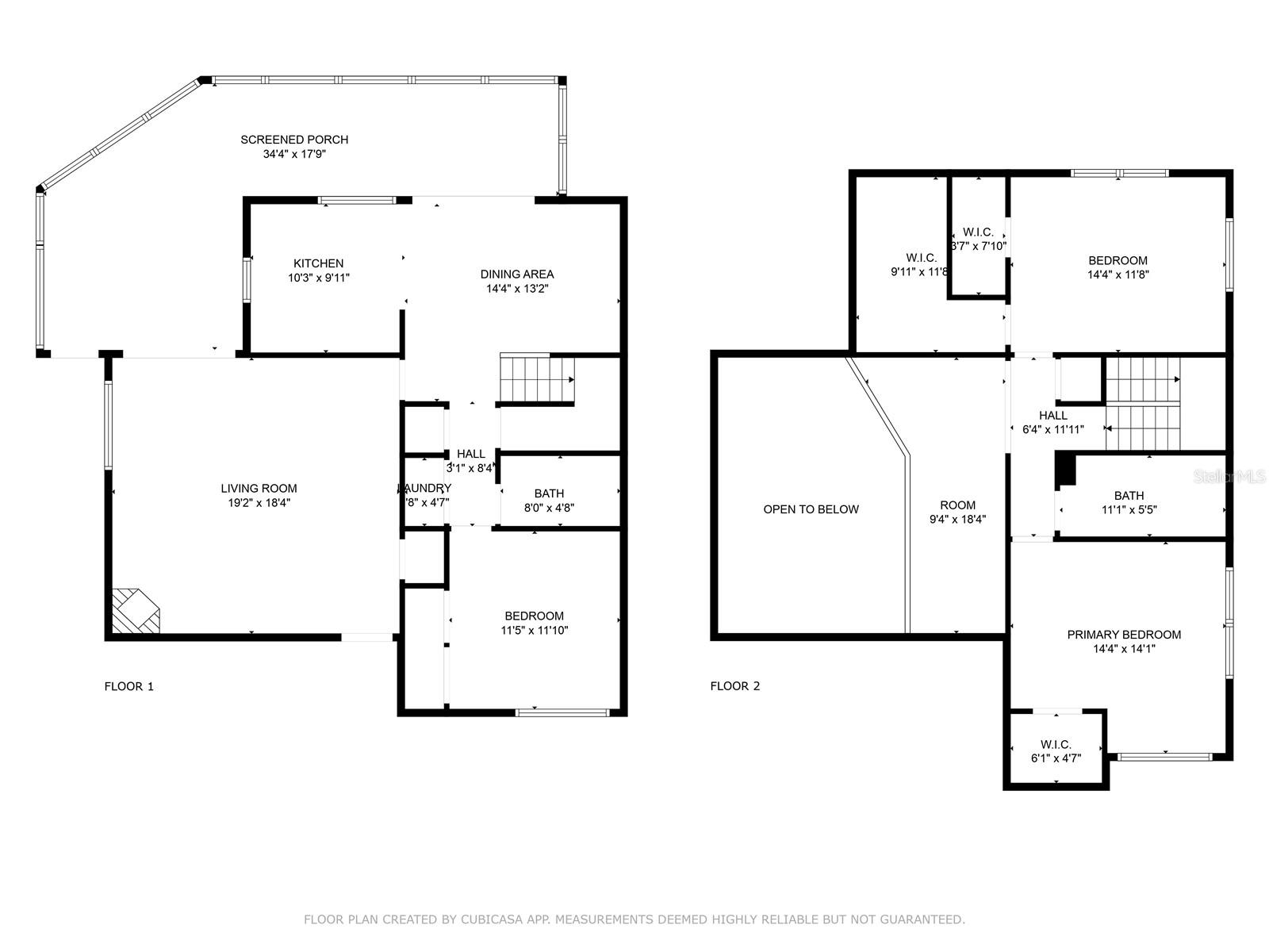 Floor Plan has 2 stories.  living spaces and 1 bedroom / 1 bathroom downstairs.  Upstairs are 2 bedrooms, 1 bathroom, Attic Storage Room and LOFT