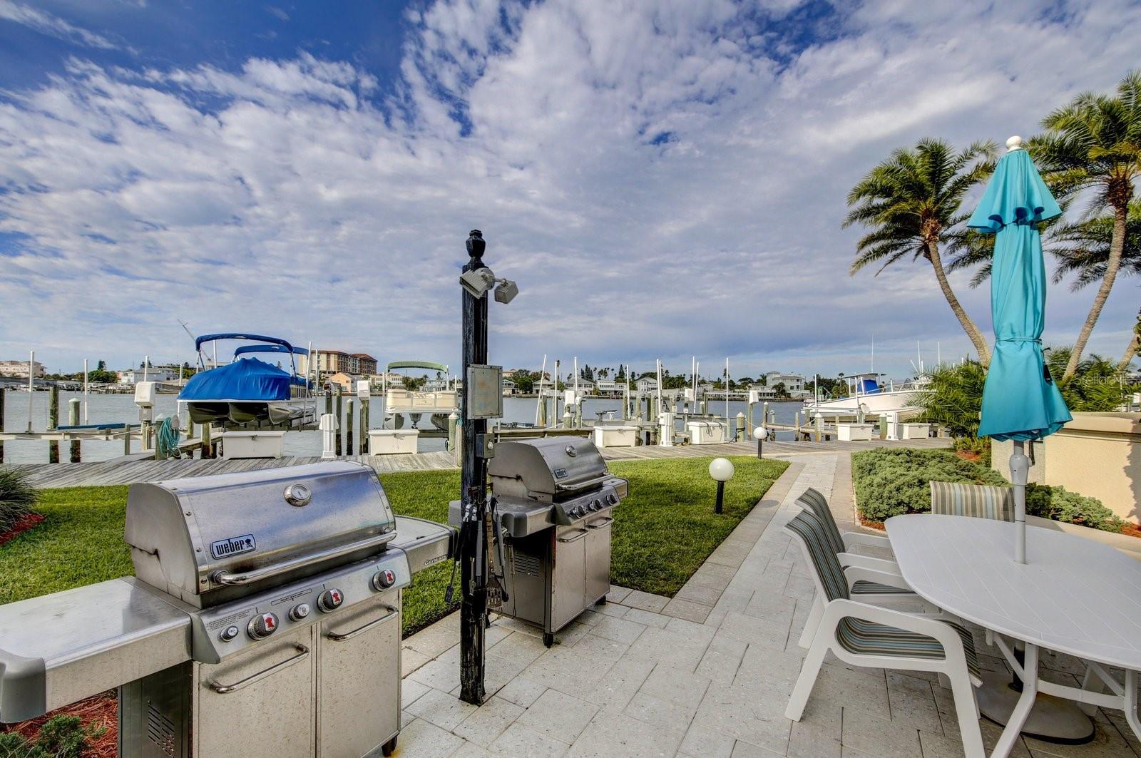 Grills and outdoor dining area