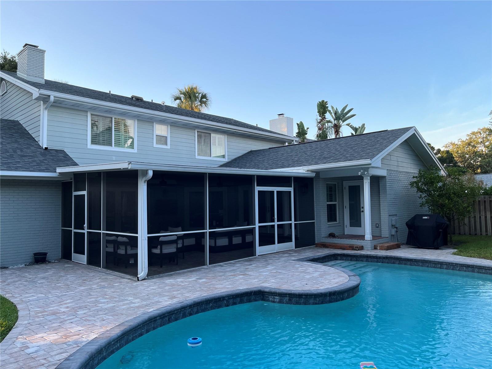 Screened Lanai. Refinished pool and new paver deck.