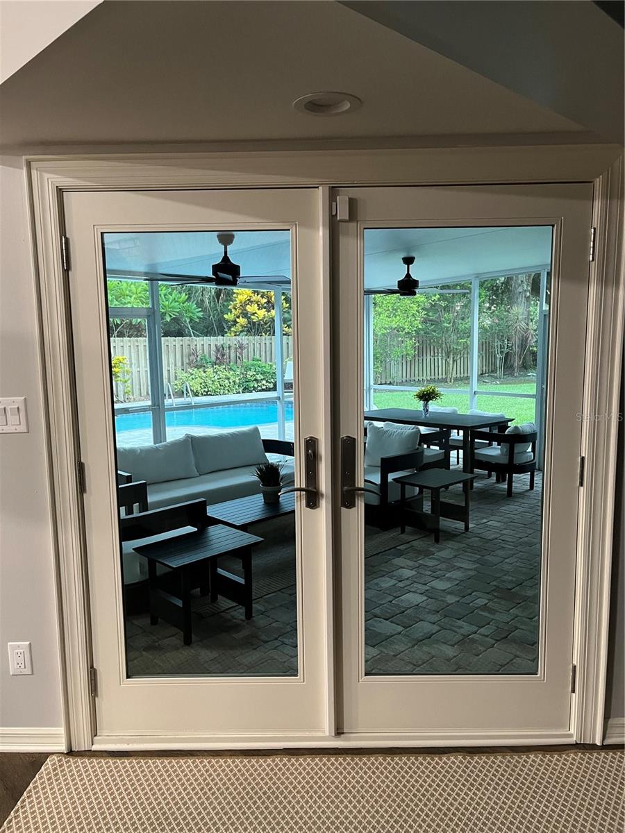 Custom fiberglass French doors to Lanai