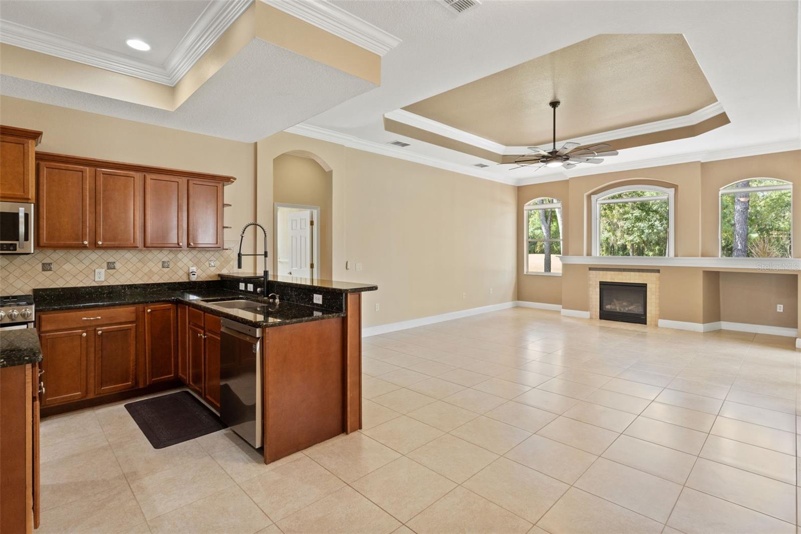 kitchen open to the family room