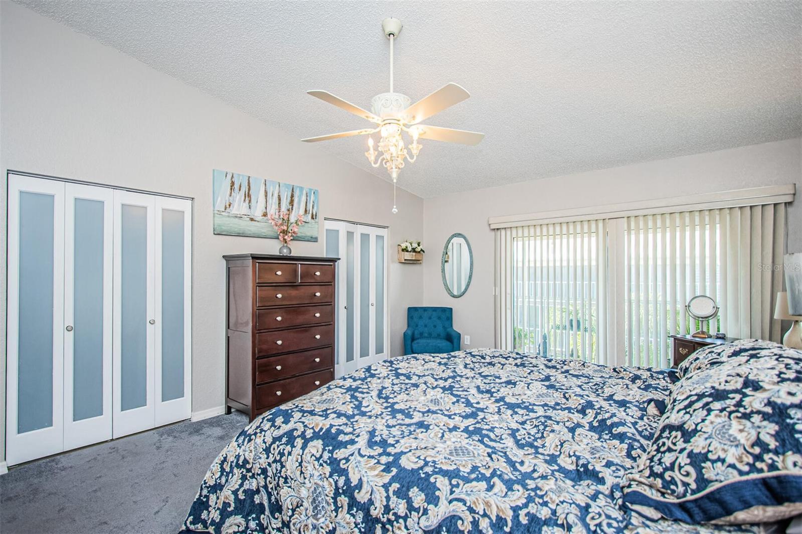 Master bedroom with updated closet doors