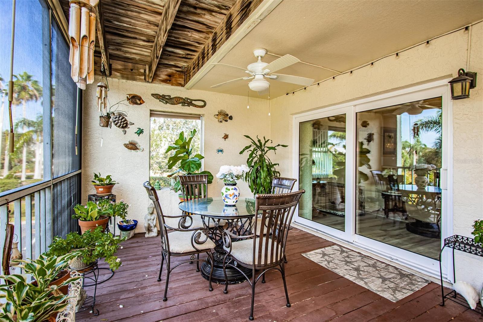 Large screen patio off living room