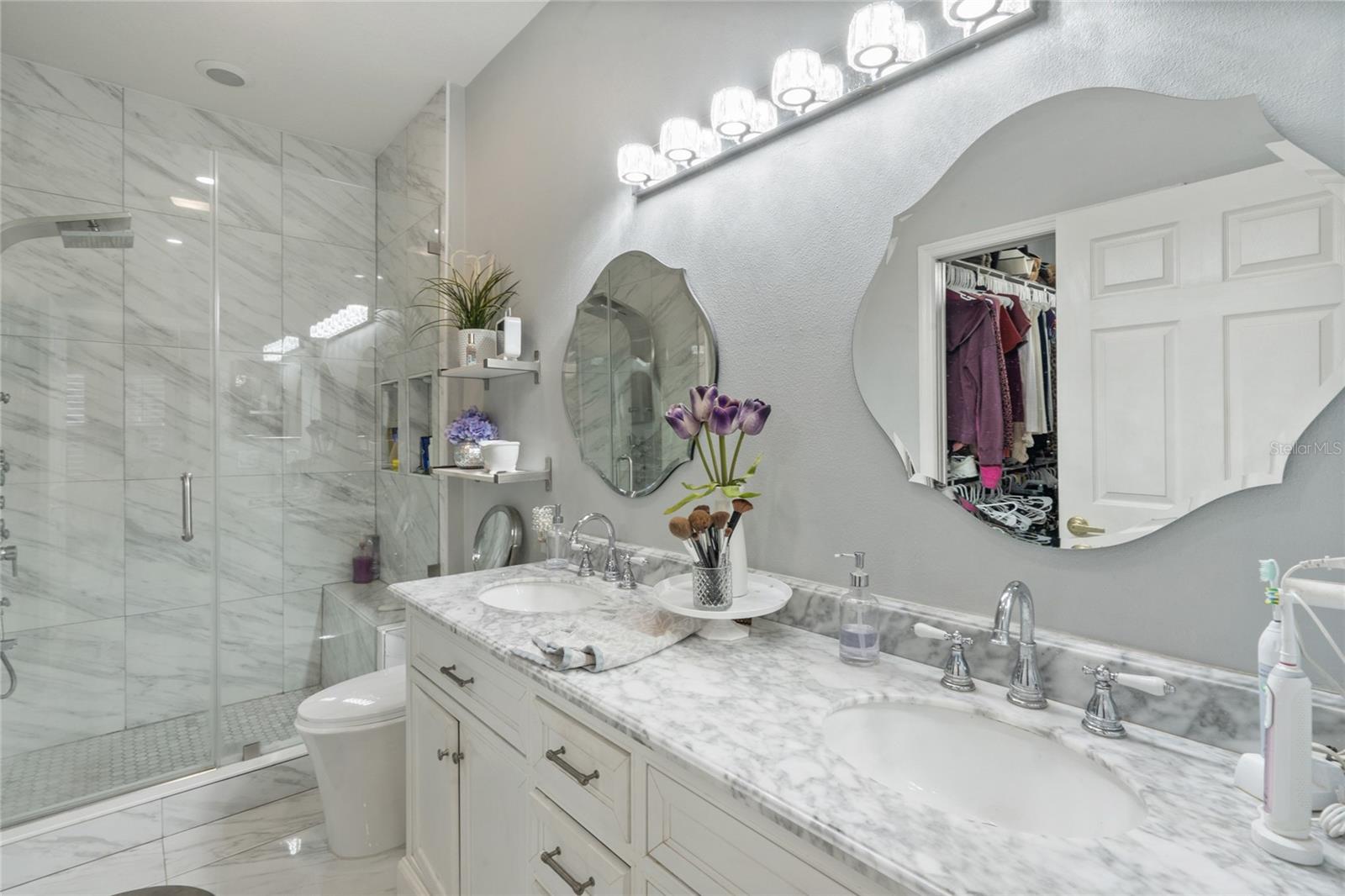 MASTER BATH WITH DOUBLE SINKS AND WALK IN SHOWER