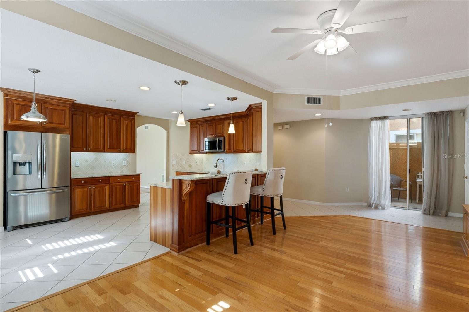 Eat-in kitchen adjoins family room!