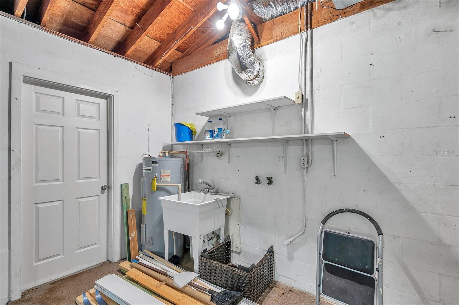 Laundry area in garage