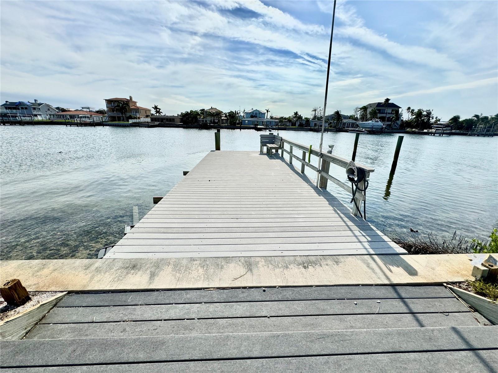 Dock has seating area.