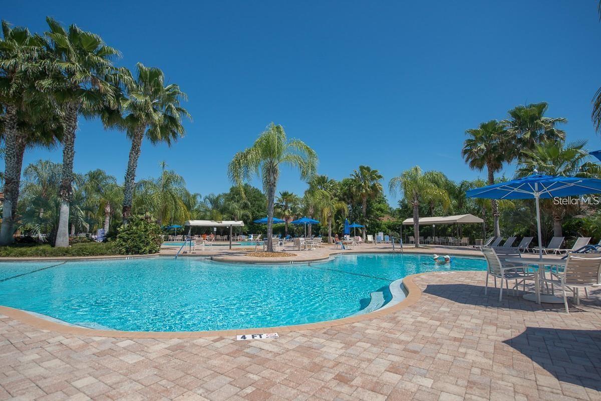 Aerial view courts and pool